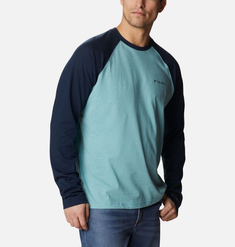 Blue Men's Columbia Thistletown Hills Raglan T-Shirt | KHSAM-7064