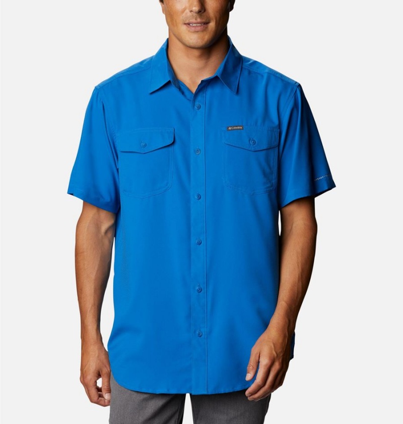 Blue Men\'s Columbia Utilizer II Solid Short Sleeve Shirt | VBPCM-0547