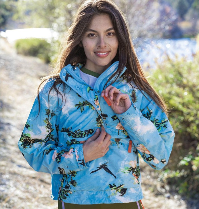 Blue Women's Columbia Deschutes Valley Wind Shell Jacket Windbreaker | DHXWJ-6581