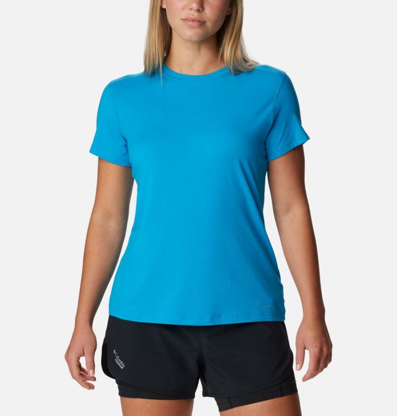 Blue Women\'s Columbia Endless Trail Running Tech T-Shirt | ZQIVO-6745