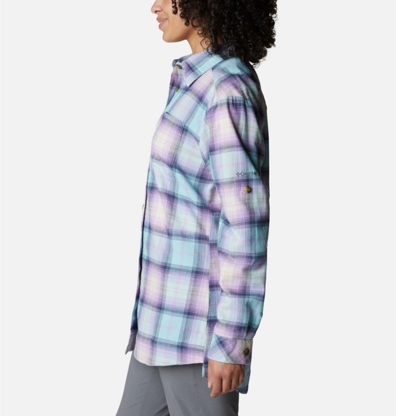 Blue Women's Columbia Holly Hideaway Flannel Shirt | QGMLT-9268