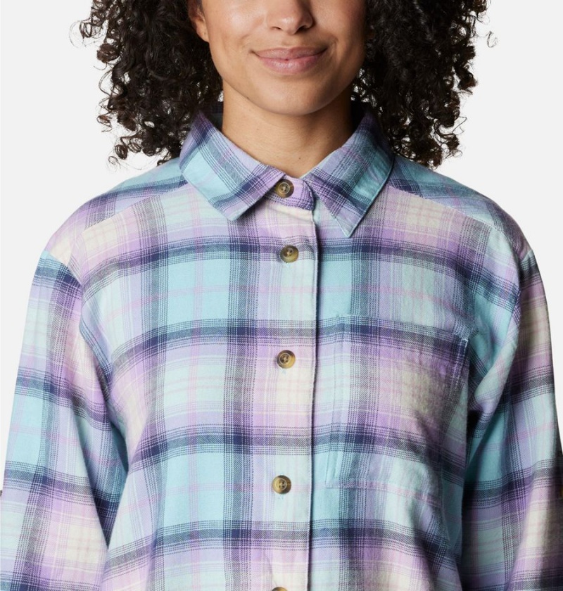 Blue Women's Columbia Holly Hideaway Flannel Shirt | QGMLT-9268