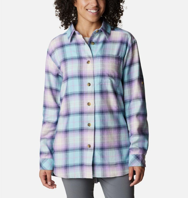 Blue Women\'s Columbia Holly Hideaway Flannel Shirt | QGMLT-9268