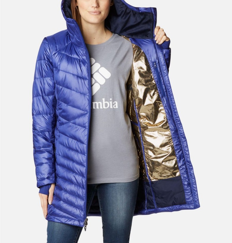 Blue Women's Columbia Joy Peak Mid Insulated Hooded Puffer Jacket | BWYIL-1708