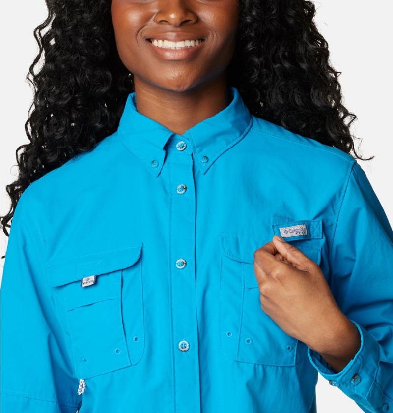 Blue Women's Columbia PFG Bahama Long Sleeve Shirt | BUVMS-0864