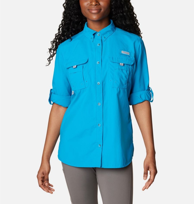 Blue Women's Columbia PFG Bahama Long Sleeve Shirt | BUVMS-0864