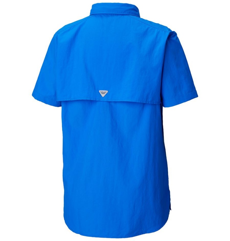 Blue Women's Columbia PFG Bahama Short Sleeve Shirt | OWVTH-3241