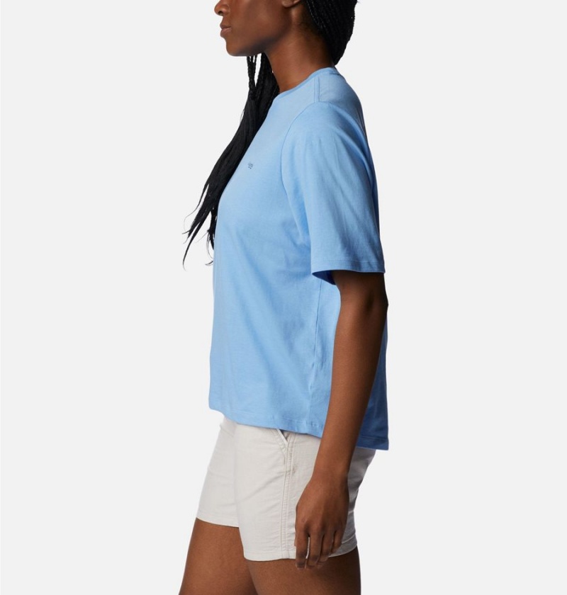 Blue Women's Columbia PFG Bramley Bay Relaxed T-Shirt | WHZOF-7581