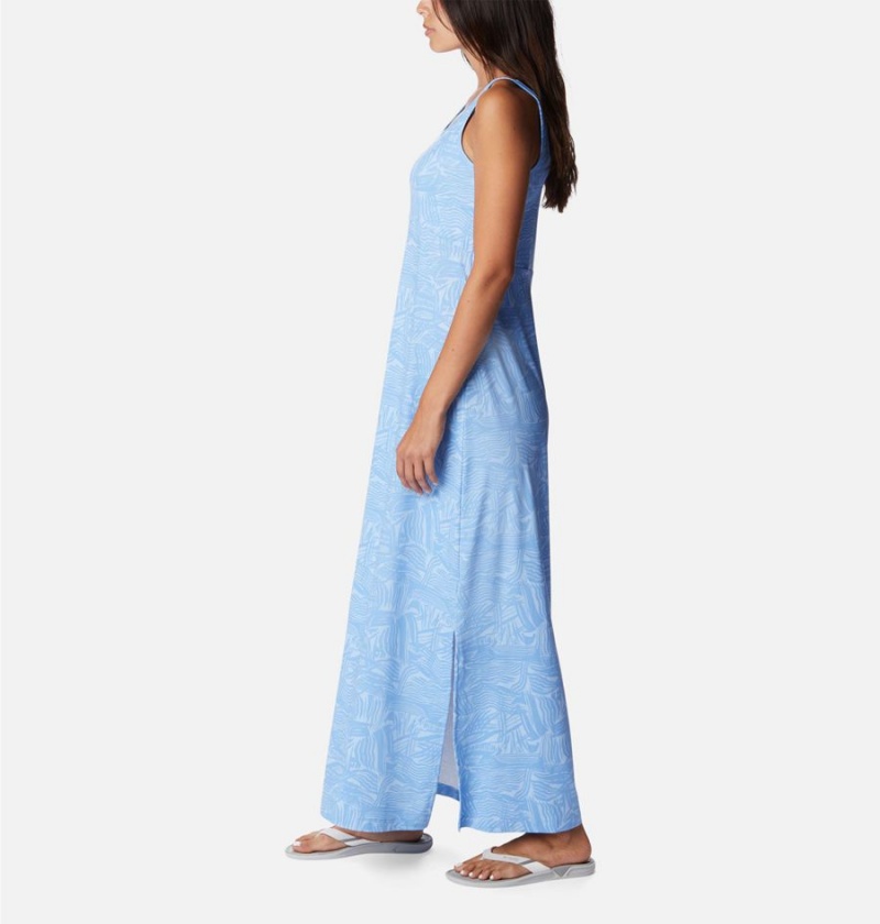 Blue Women's Columbia PFG Freezer Maxi Dress | ILREM-2530