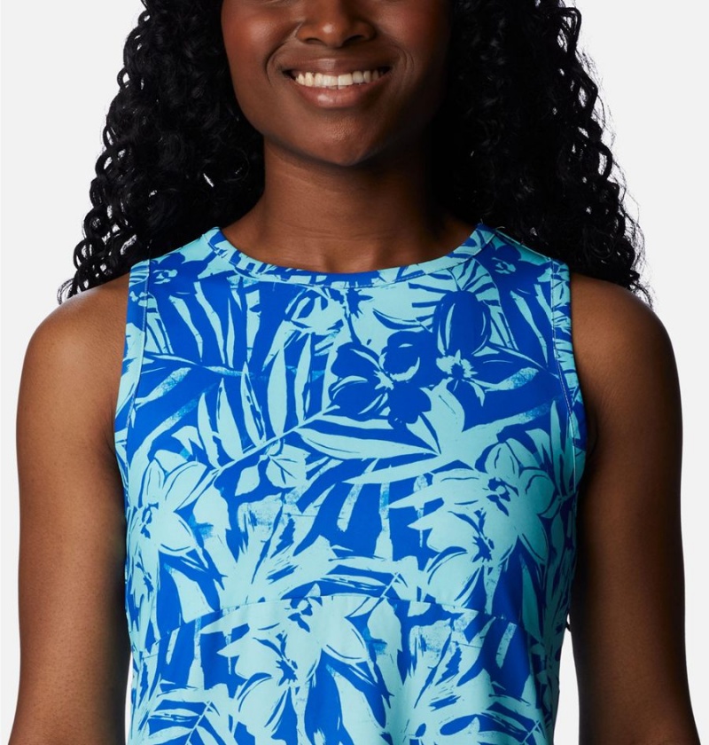 Blue Women's Columbia PFG Freezer Tank Dress | XCRWS-4680