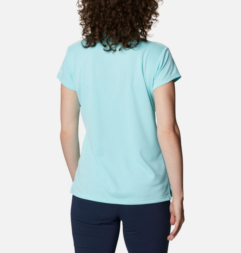 Blue Women's Columbia PFG Innisfree Short Sleeve Polo T-Shirt | NZYKG-0361