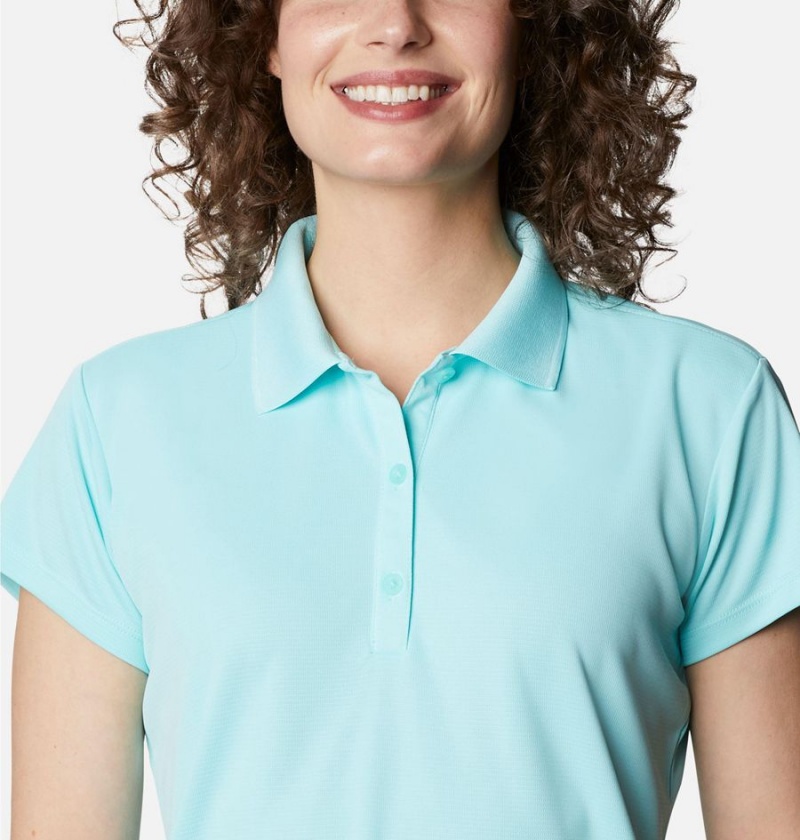 Blue Women's Columbia PFG Innisfree Short Sleeve Polo T-Shirt | NZYKG-0361