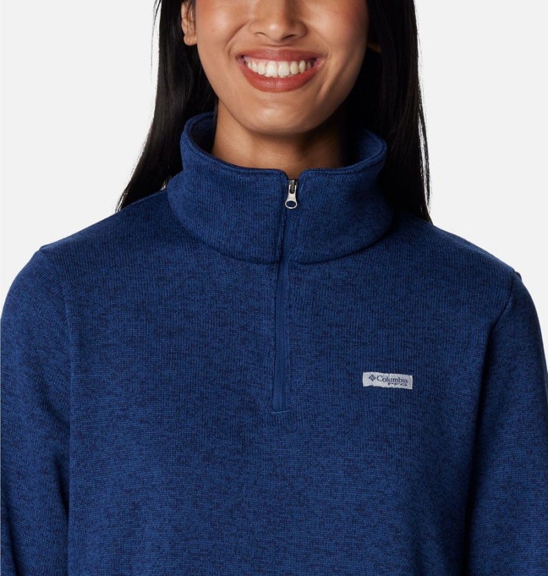 Blue Women's Columbia PFG Reel Cozy Quarter Zip Pullover | PYACR-9860