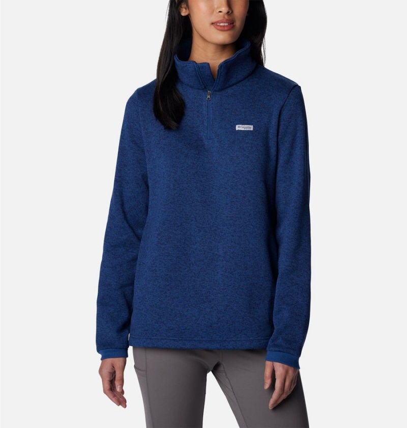 Blue Women\'s Columbia PFG Reel Cozy Quarter Zip Pullover | PYACR-9860