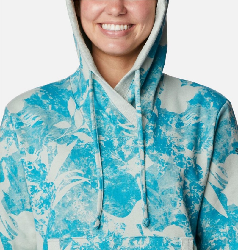 Blue Women's Columbia PFG Slack Water French Terry Hoodie | OYZLS-3094