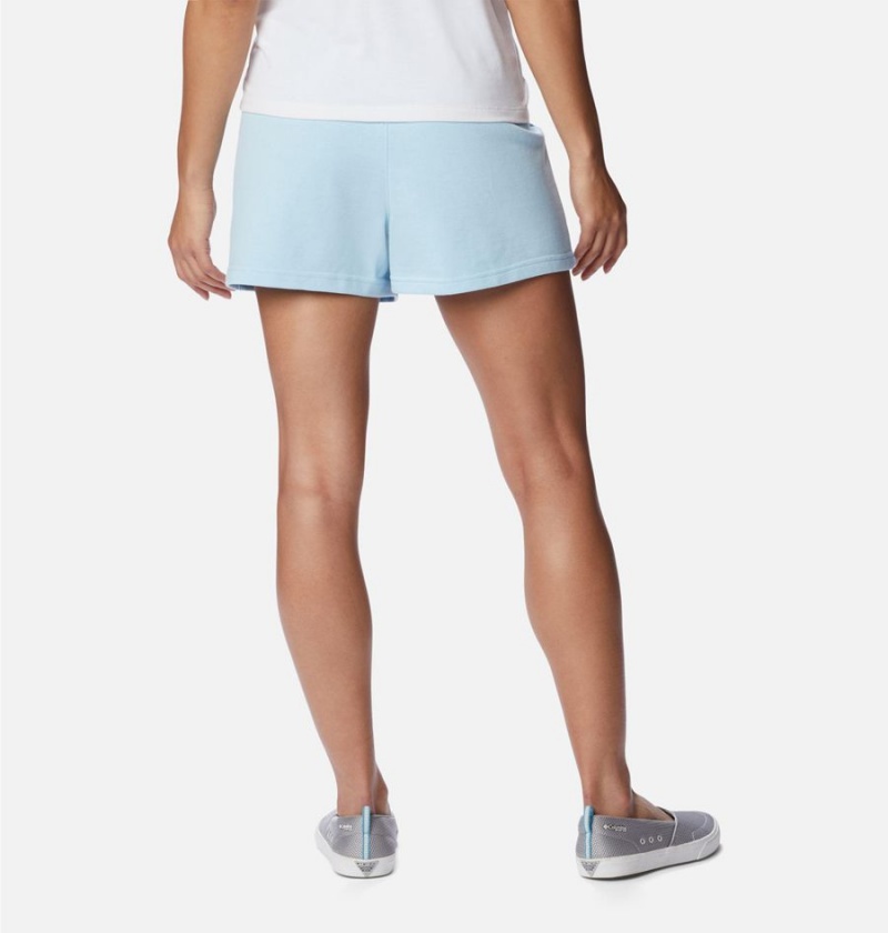 Blue Women's Columbia PFG Slack Water French Terry Shorts | ZKENC-1238