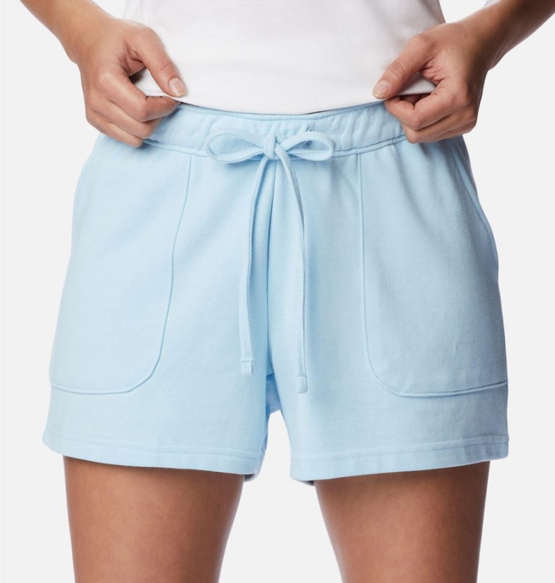 Blue Women's Columbia PFG Slack Water French Terry Shorts | ZKENC-1238