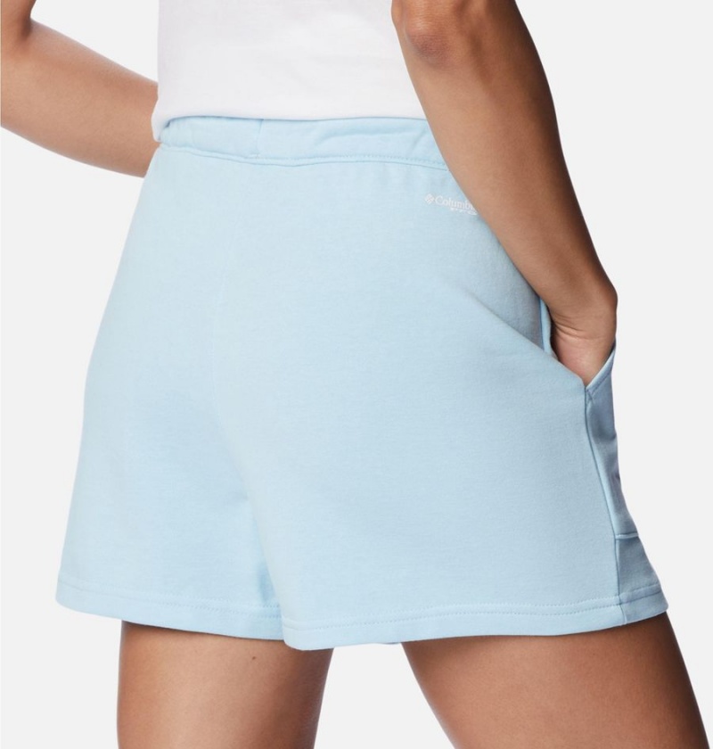 Blue Women's Columbia PFG Slack Water French Terry Shorts | ZKENC-1238