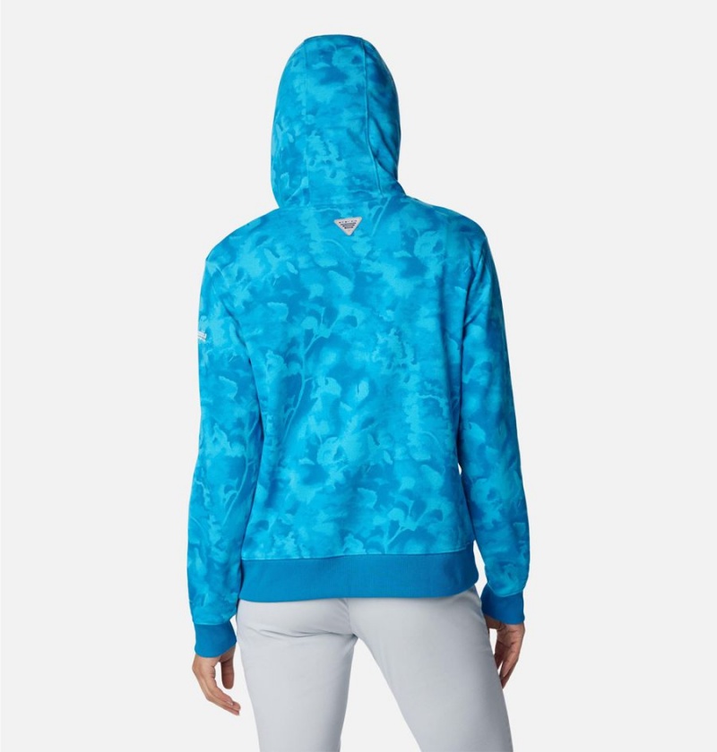 Blue Women's Columbia PFG Slack Water French Terry Hoodie | XFIHT-2481