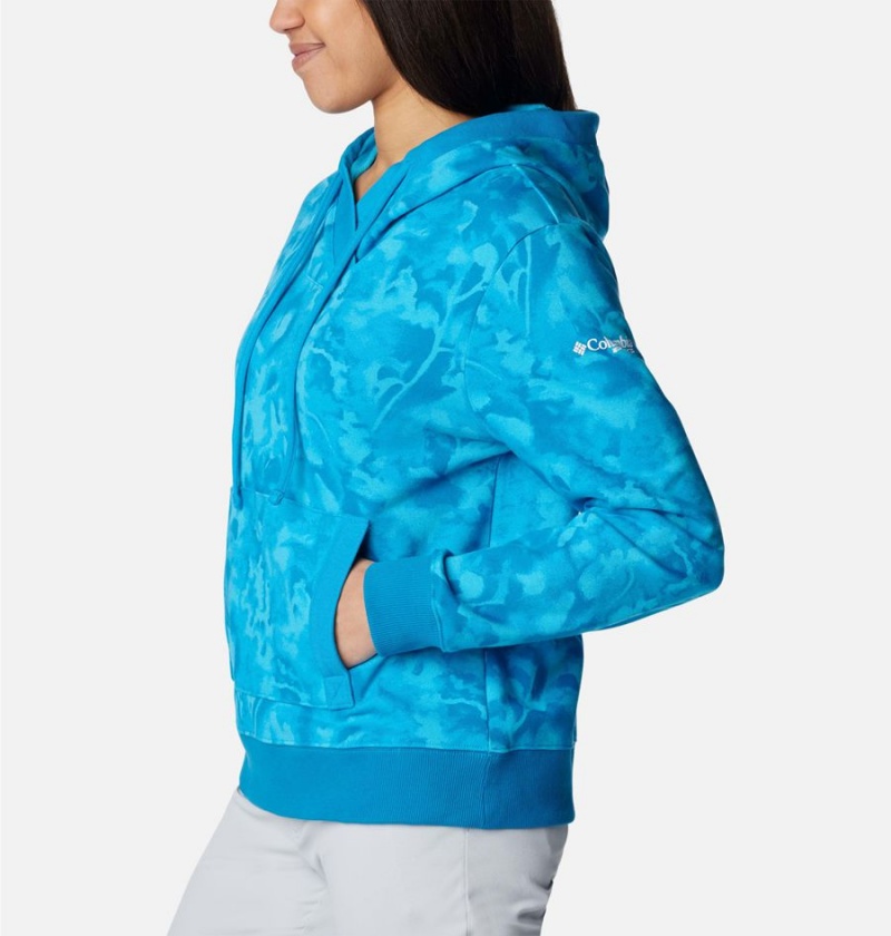 Blue Women's Columbia PFG Slack Water French Terry Hoodie | XFIHT-2481