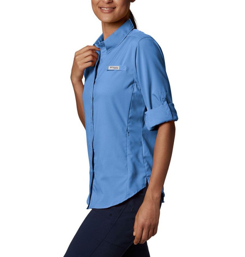 Blue Women's Columbia PFG Tamiami II Long Sleeve Shirt | HSOEC-1059