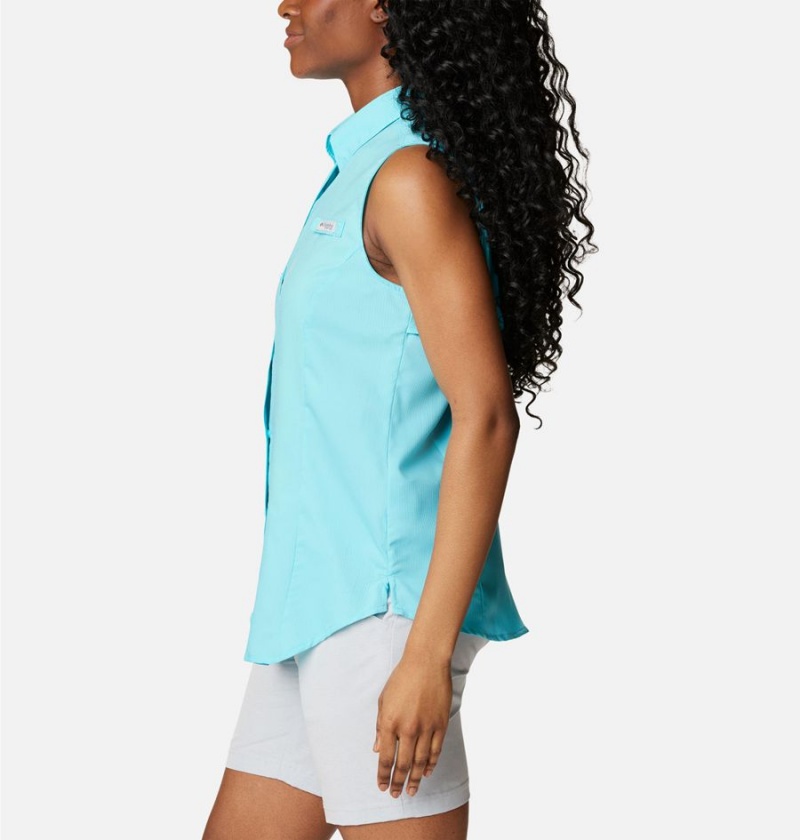 Blue Women's Columbia PFG Tamiami Sleeveless Tank Top | UBYPV-5187