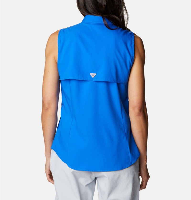 Blue Women's Columbia PFG Tamiami Sleeveless Tank Top | XBWZF-7158