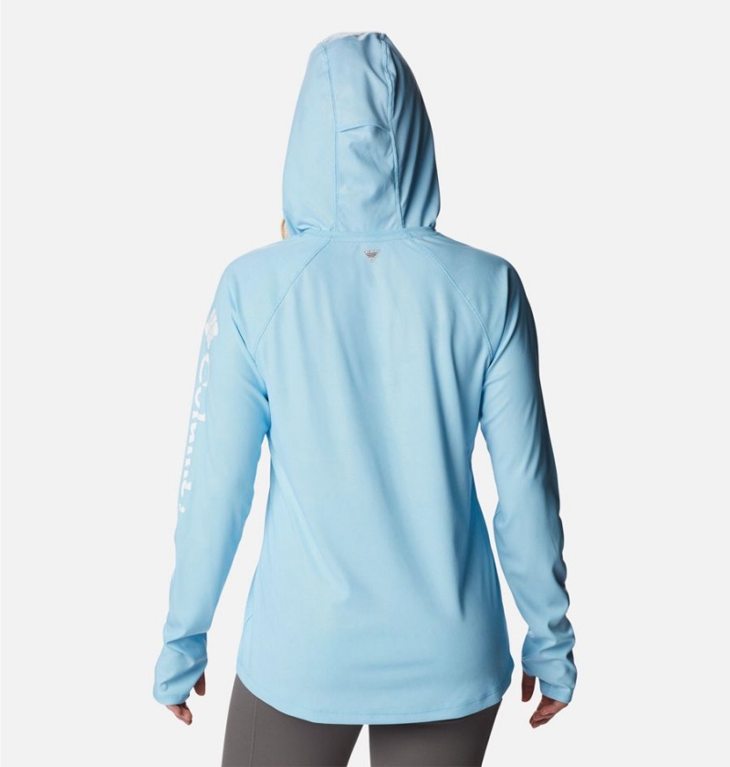 Blue Women's Columbia PFG Tidal Deflector Hoodie | GMQAH-7239