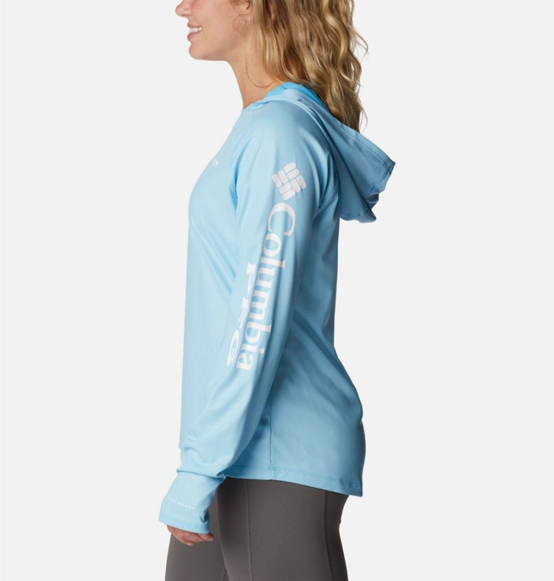 Blue Women's Columbia PFG Tidal Deflector Hoodie | GMQAH-7239