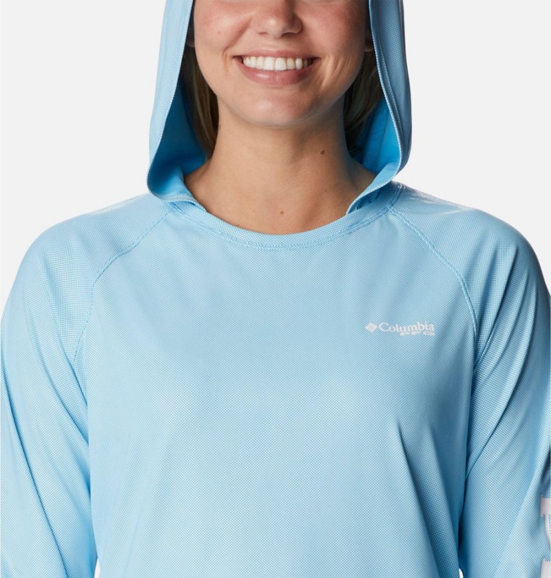 Blue Women's Columbia PFG Tidal Deflector Hoodie | GMQAH-7239