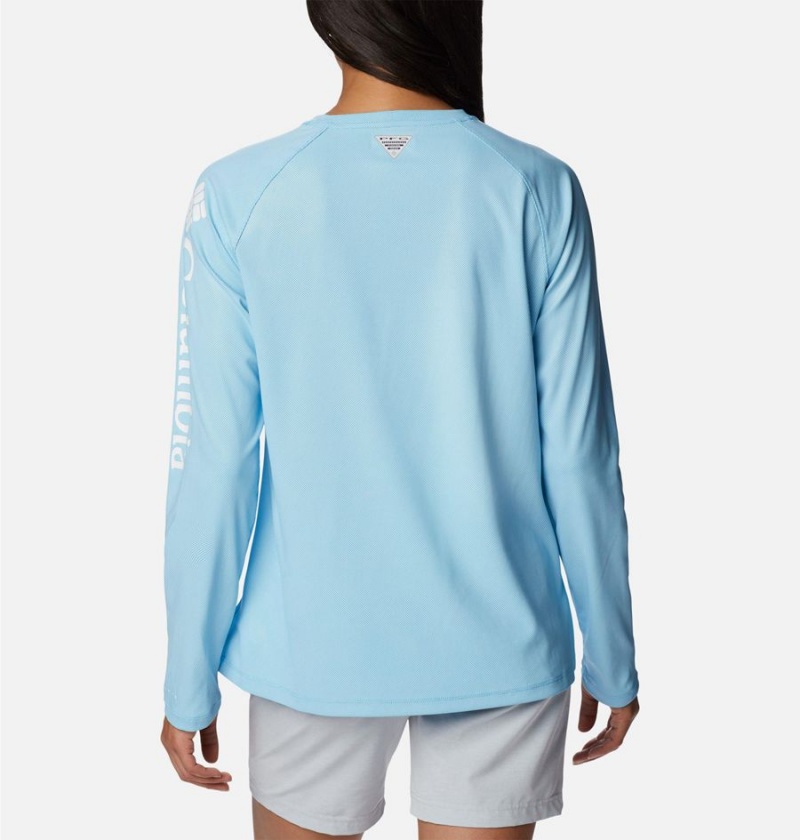 Blue Women's Columbia PFG Tidal Deflector Long Sleeve T-Shirt | WODQP-2754