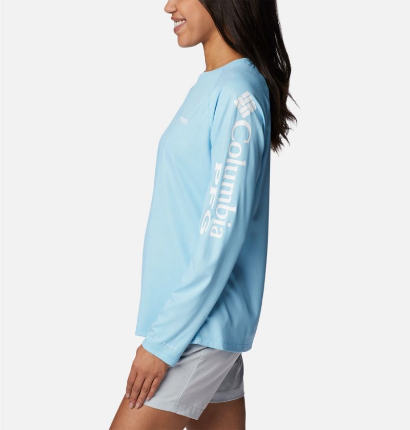 Blue Women's Columbia PFG Tidal Deflector Long Sleeve T-Shirt | WODQP-2754