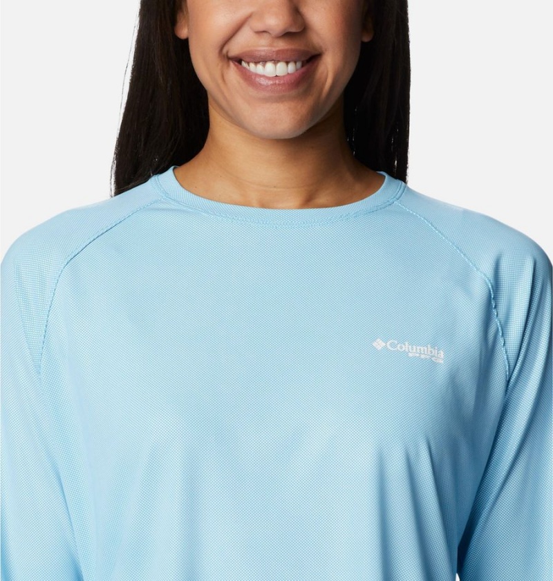 Blue Women's Columbia PFG Tidal Deflector Long Sleeve T-Shirt | WODQP-2754