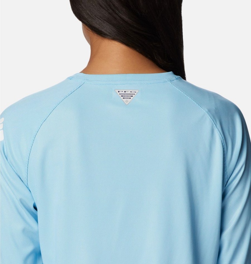 Blue Women's Columbia PFG Tidal Deflector Long Sleeve T-Shirt | WODQP-2754