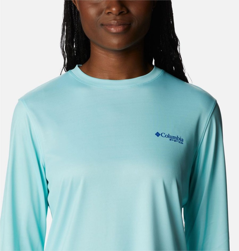 Blue Women's Columbia PFG Tidal Fish Star Long Sleeve T-Shirt | HVAQX-3147