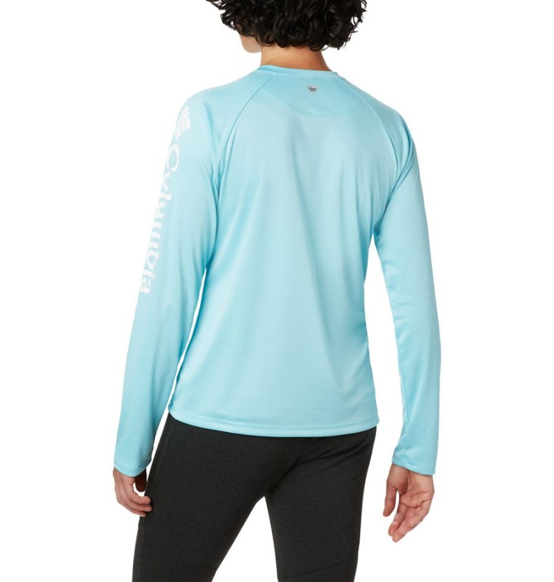 Blue Women's Columbia PFG Tidal II Long Sleeve T-Shirt | QLKGM-4386