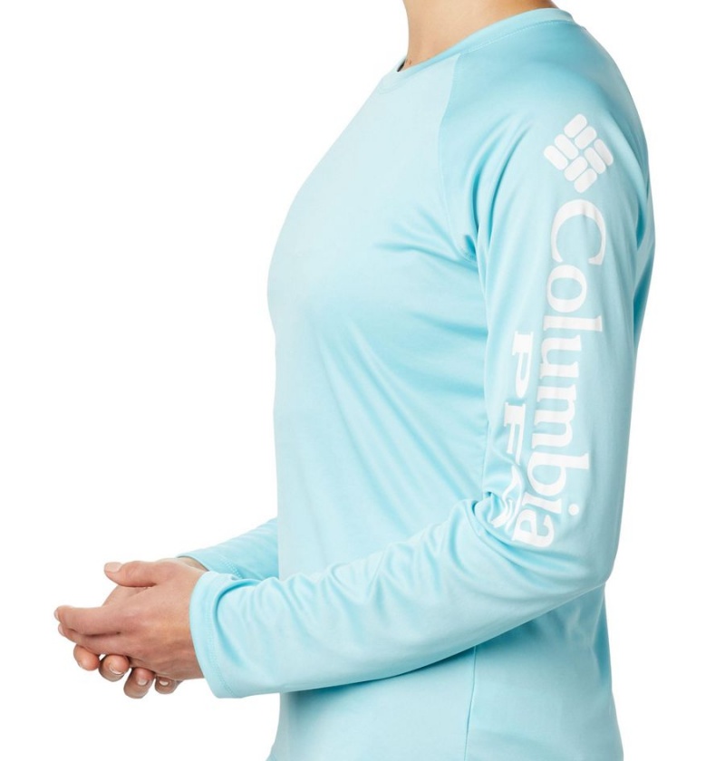 Blue Women's Columbia PFG Tidal II Long Sleeve T-Shirt | QLKGM-4386