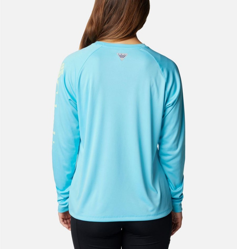 Blue Women's Columbia PFG Tidal II Long Sleeve T-Shirt | CXAQS-4590