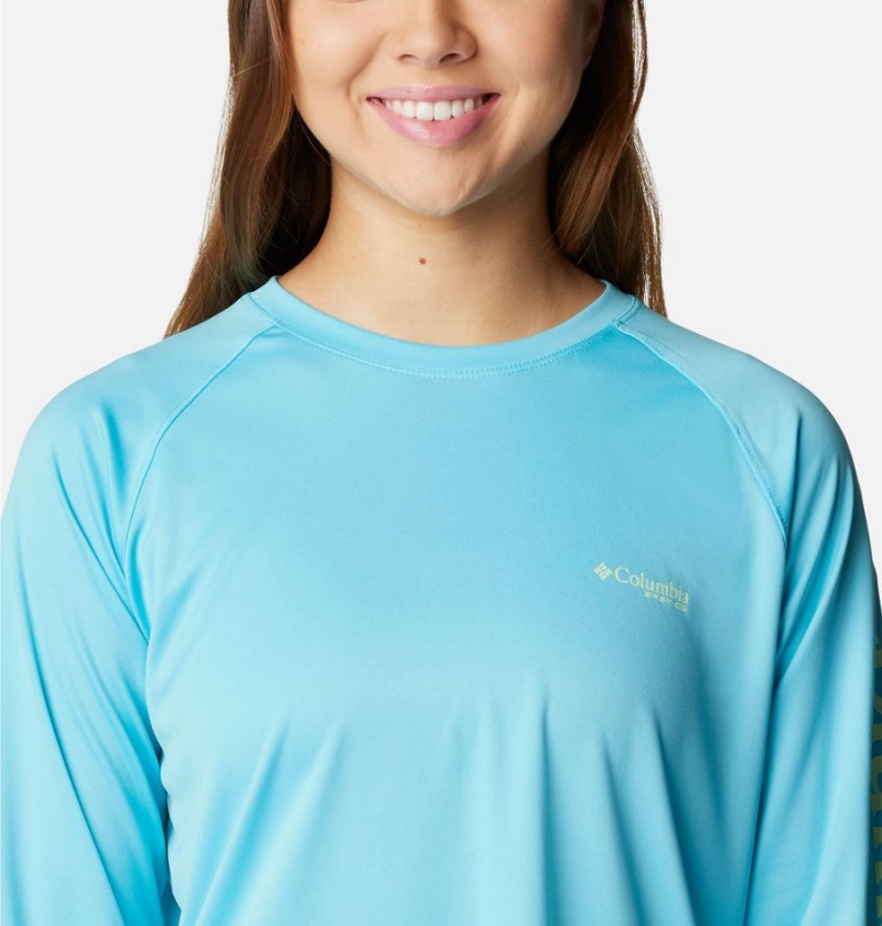 Blue Women's Columbia PFG Tidal II Long Sleeve T-Shirt | CXAQS-4590