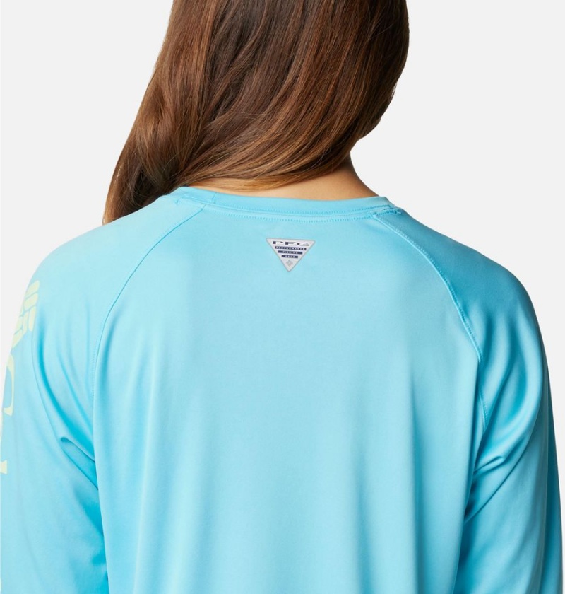 Blue Women's Columbia PFG Tidal II Long Sleeve T-Shirt | CXAQS-4590