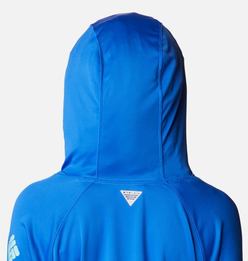 Blue Women's Columbia PFG Tidal Tee Hoodie | IRGZW-4869