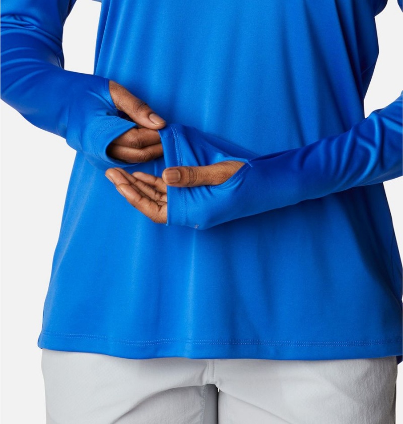 Blue Women's Columbia PFG Tidal Tee Hoodie | IRGZW-4869