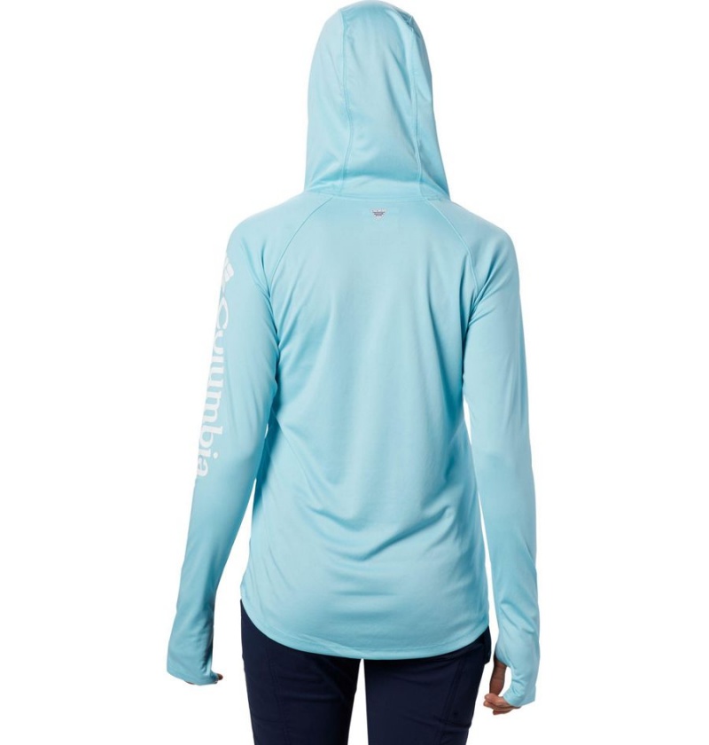 Blue Women's Columbia PFG Tidal Tee Hoodie | XTFRI-3851