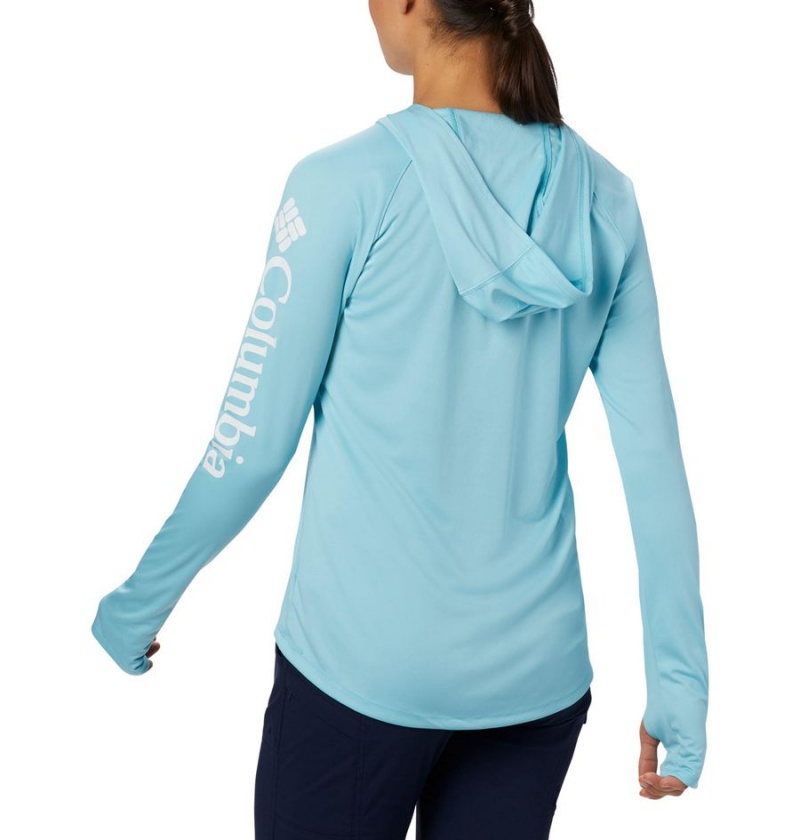 Blue Women's Columbia PFG Tidal Tee Hoodie | XTFRI-3851