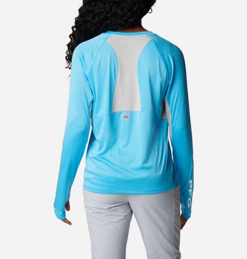 Blue Women's Columbia PFG Tidal Vent Long Sleeve T-Shirt | FCHOY-6508