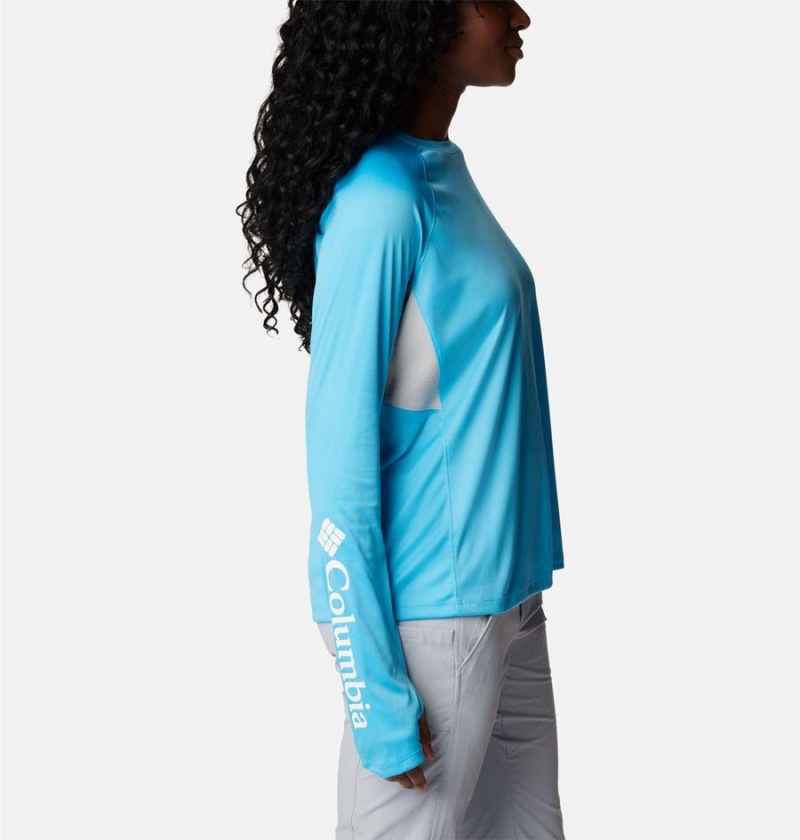 Blue Women's Columbia PFG Tidal Vent Long Sleeve T-Shirt | FCHOY-6508