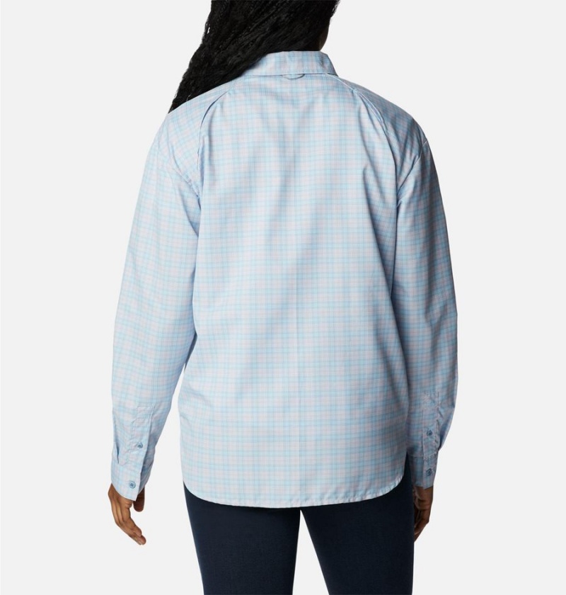 Blue Women's Columbia Silver Ridge Utility Patterned Long Sleeve Shirt | DINKF-0864