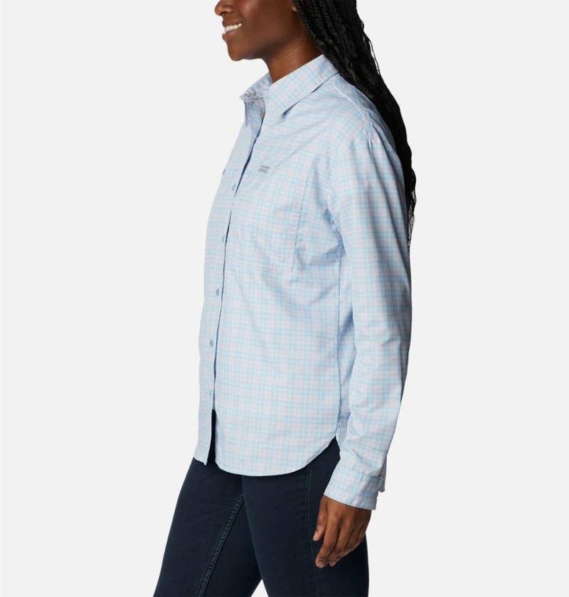 Blue Women's Columbia Silver Ridge Utility Patterned Long Sleeve Shirt | DINKF-0864