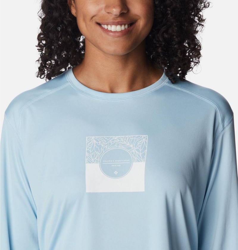 Blue Women's Columbia Summerdry Graphic Long Sleeve T-Shirt | ABEUF-2741