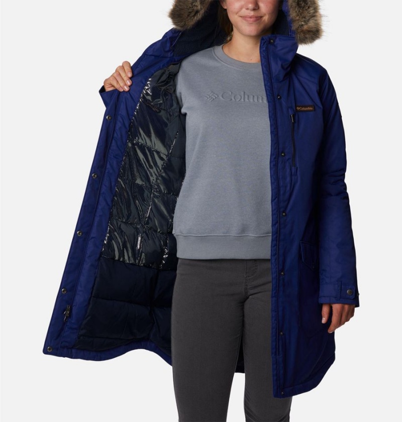 Blue Women's Columbia Suttle Mountain Long Insulated Coats | QJUAV-6135